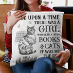 Books & Cats - Cat Toile De Jouy Style - Personalized Pillow (Insert Included)