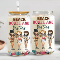 Booze And Besties - Personalized Clear Glass Cup