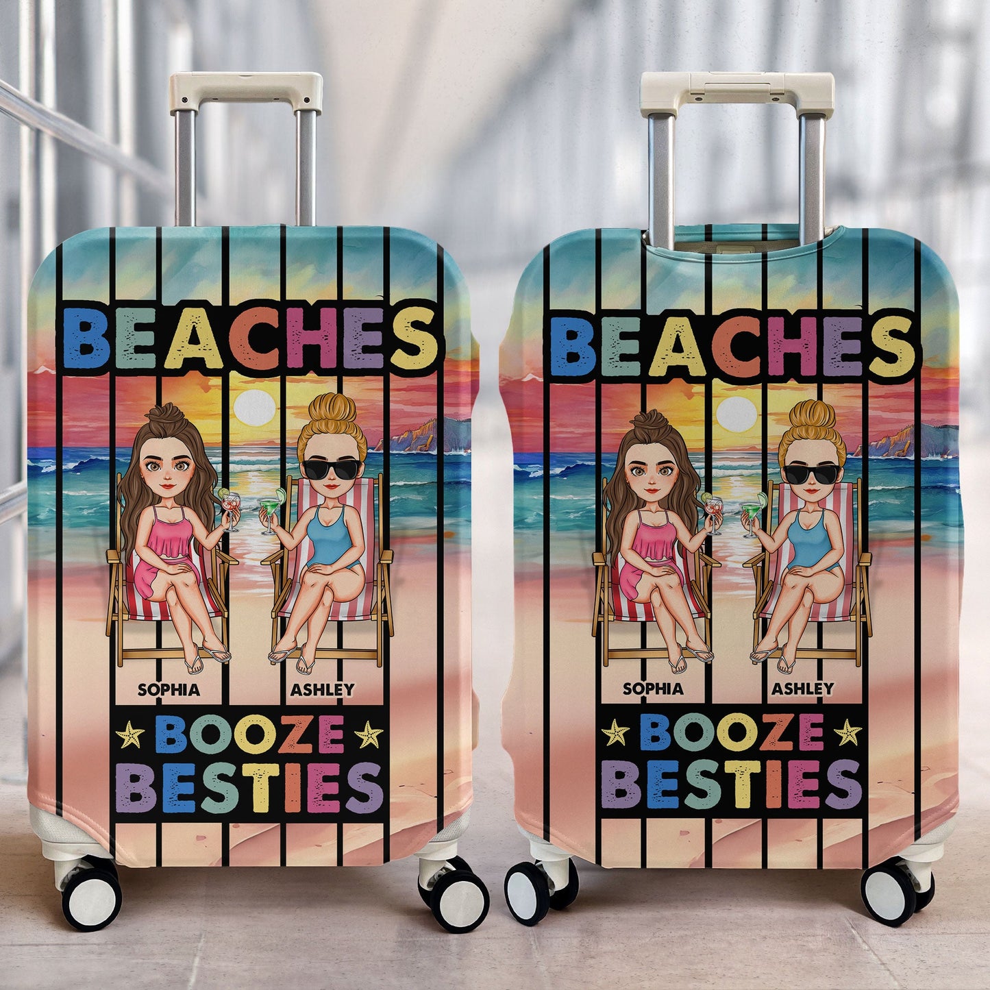 Booze And Besties - Personalized Luggage Cover