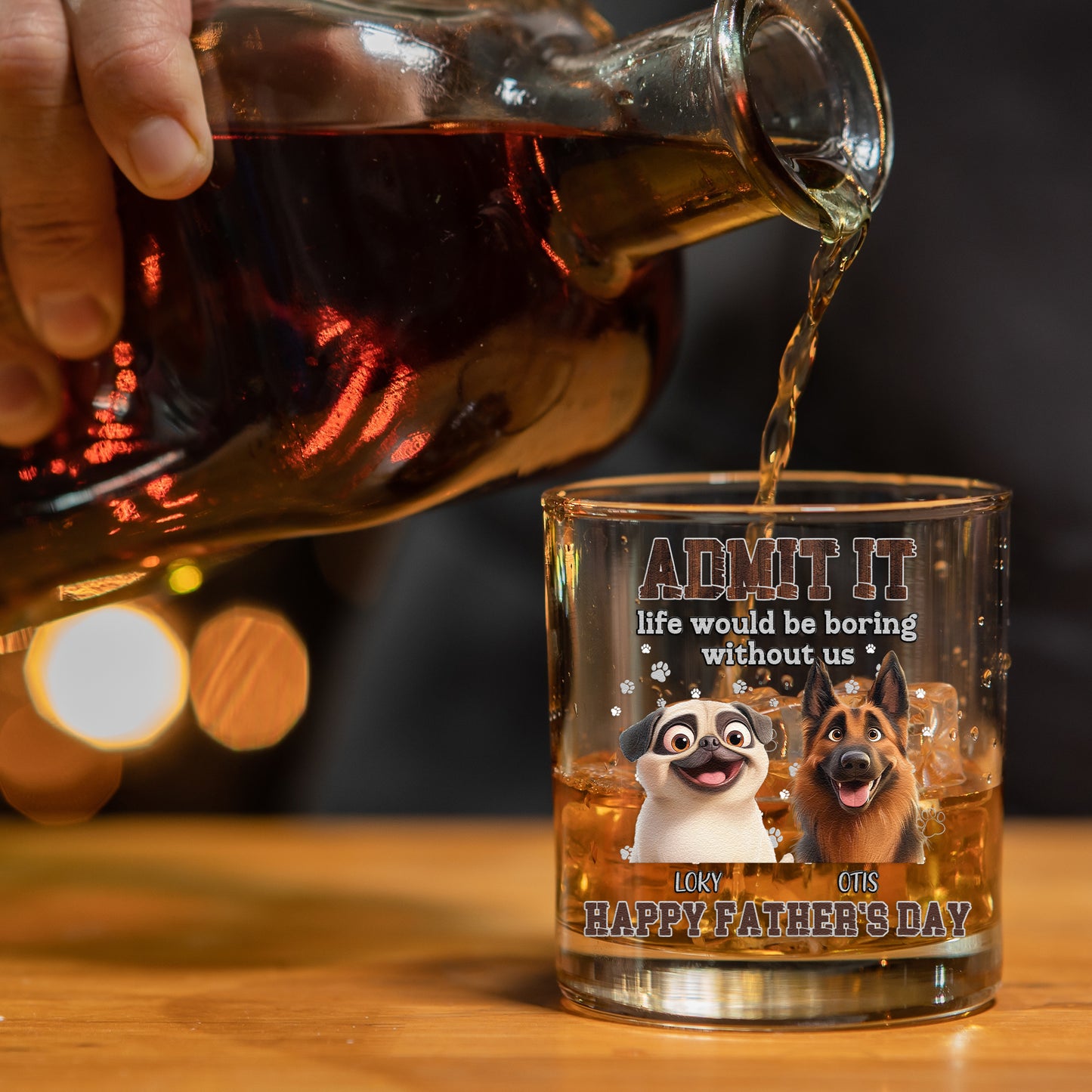 Boring Without Your Dog - Personalized Whiskey Glass