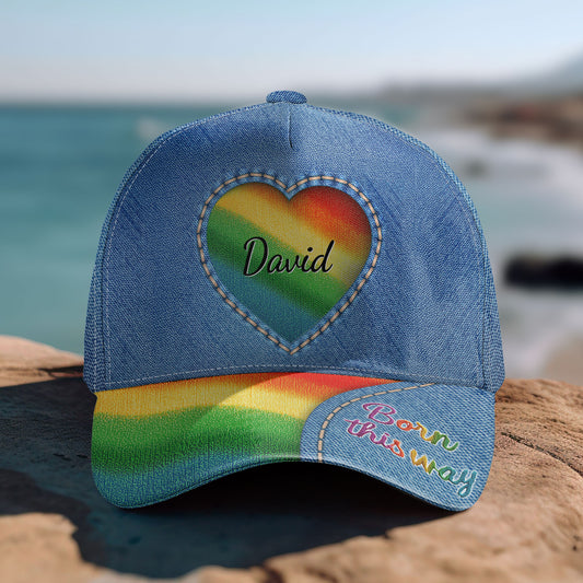 Born This Way Rainbow Heart - Personalized Classic Cap