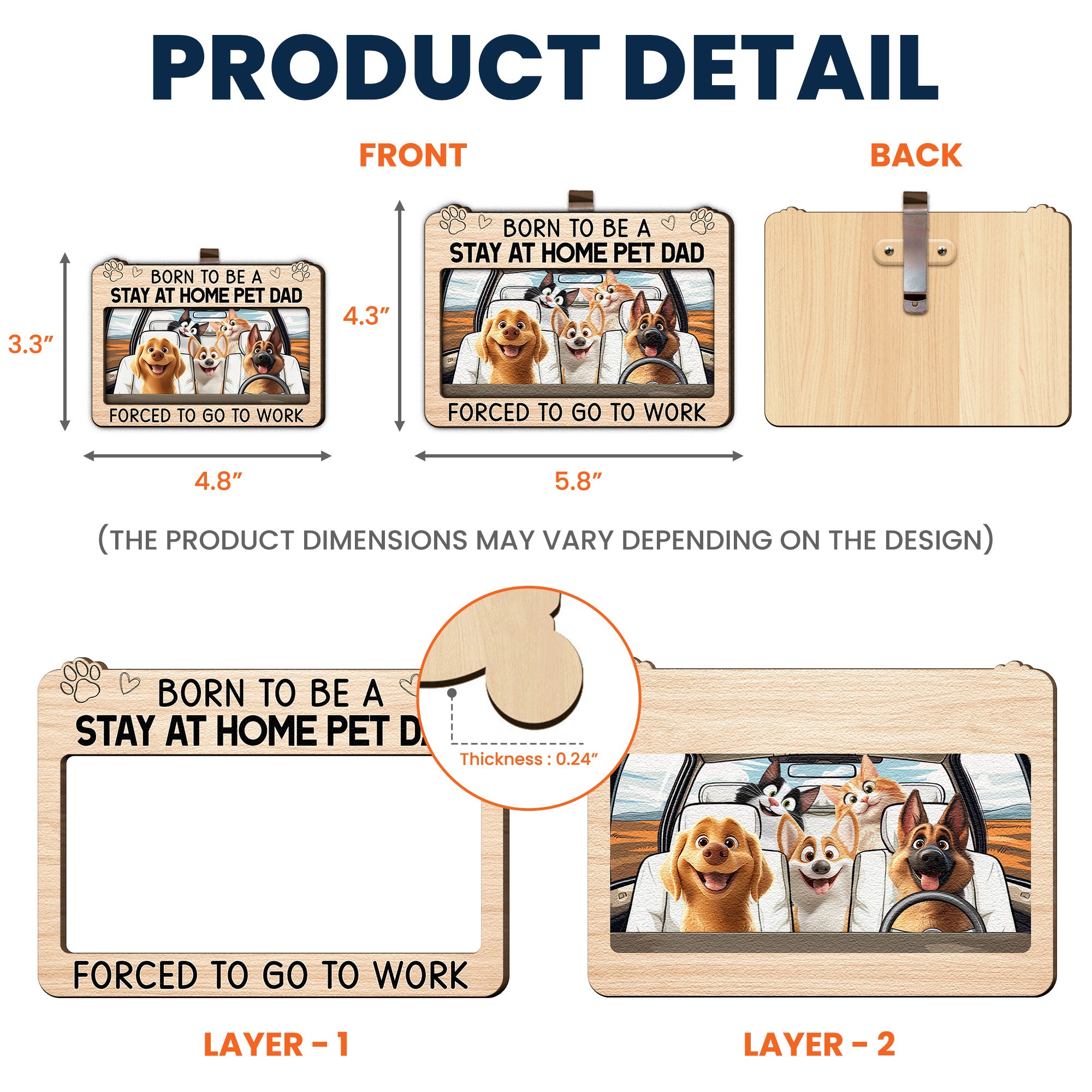 Born To Be A Stay At Home Dog Mom Dad - Personalized Wooden Car Visor Clip