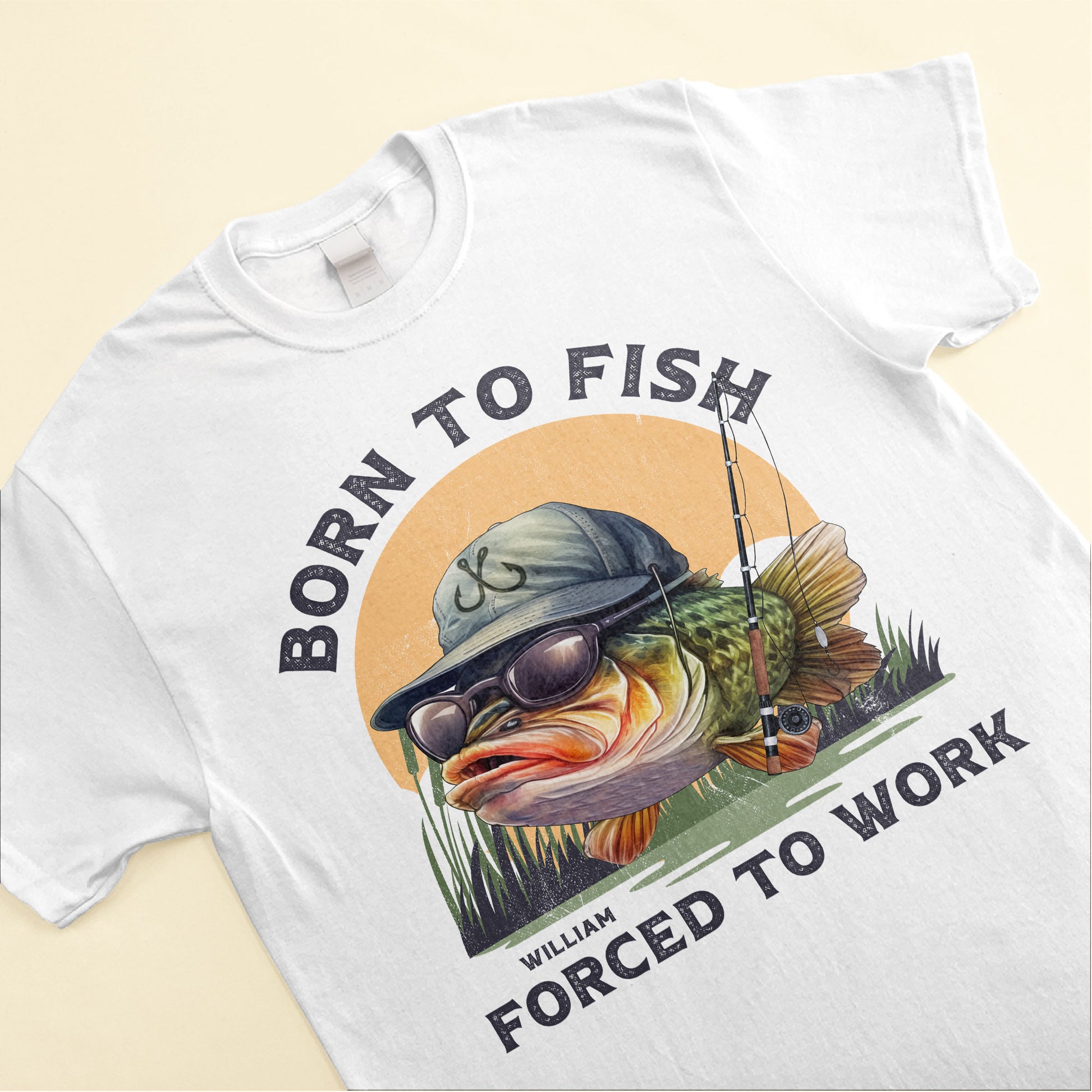 Born To Fish Forced To Go To Work Vintage Bass Fishing Gear Shirt