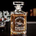 Born To Fish, Forced To Work - Fishing Gifts For Men, Husband, Dad - Custom Photo Decanter
