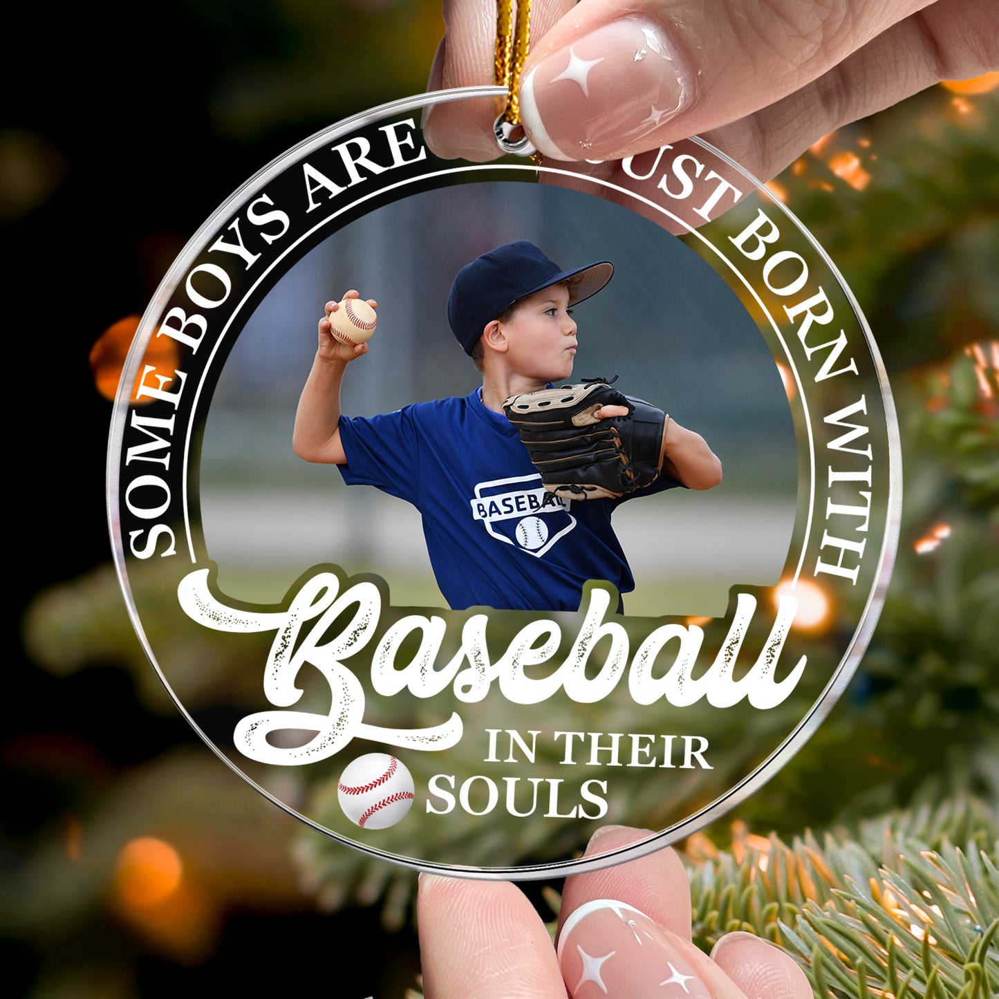 Born With Baseball In Their Souls - Personalized Acrylic Photo Ornament