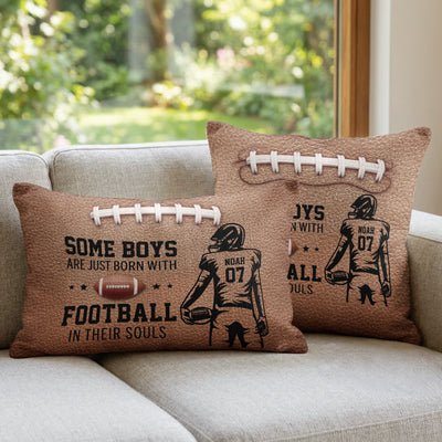 Born With Football In Their Souls - Personalized Pillow Cover