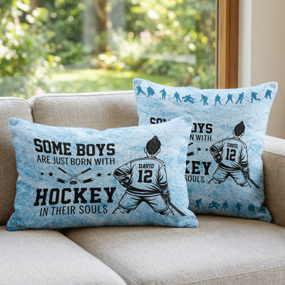 Born With Hockey In Their Souls - Personalized Pillow Cover