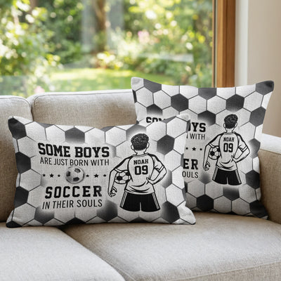 Born With Soccer In Their Souls - Personalized Pillow Cover