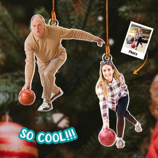 Bowling Ornament Christmas Gift Bowling Player - Personalized Acrylic Photo Ornament