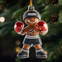 Boxing Gingerbread Man Christmas Ornament - Personalized Acrylic Ornament