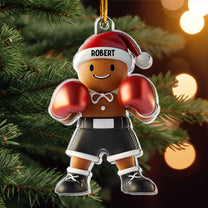 Boxing Gingerbread Man Christmas Ornament - Personalized Acrylic Ornament