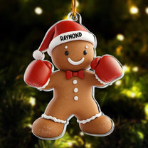 Boxing Gingerbread Man Christmas Ornament - Personalized Acrylic Ornament