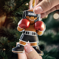 Boxing Gingerbread Man Christmas Ornament - Personalized Acrylic Ornament