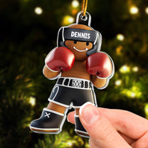 Boxing Gingerbread Man Christmas Ornament - Personalized Acrylic Ornament