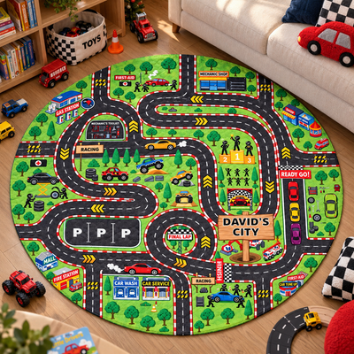 Boy Toy Cars Play Room Decor Cars, Construction, Galaxy Theme - Personalized Quilted Mat