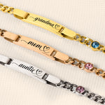 Bracelet Gift For Mom Grandma - Personalized Stainless Steel Engraved Name Bracelet