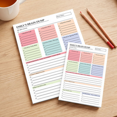 Brain Dump To Do List Reminder - Funny Bulk Christmas Gifts For Coworker, Self Gift - Personalized Notepad