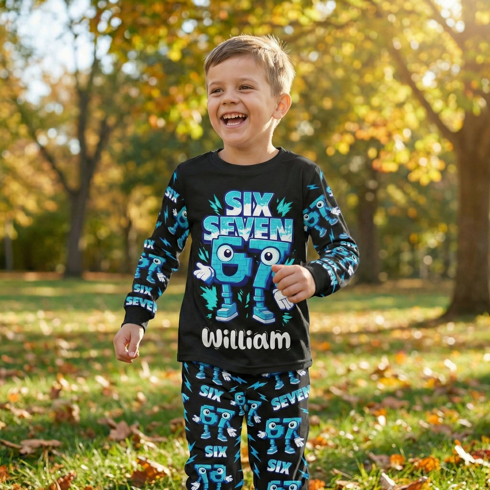 Brainrot Six Seven Kid Gaming - Personalized Pajama Set – Macorner