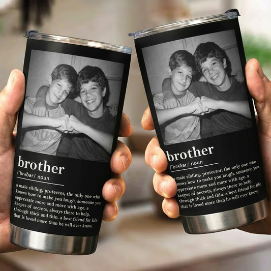 Brother Gifts Custom Vintage Photo - Forever Brothers - Personalized Photo Tumbler Cup