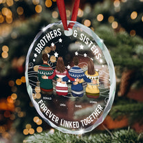 Brother Sister Forever Linked Together - Personalized Glass Ornament