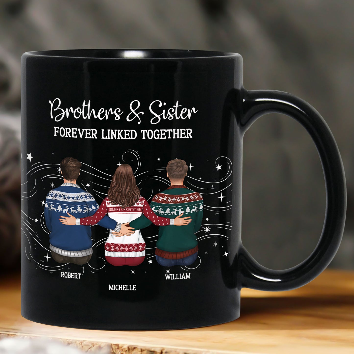 Brother Sister Forever Linked Together - Personalized Mug