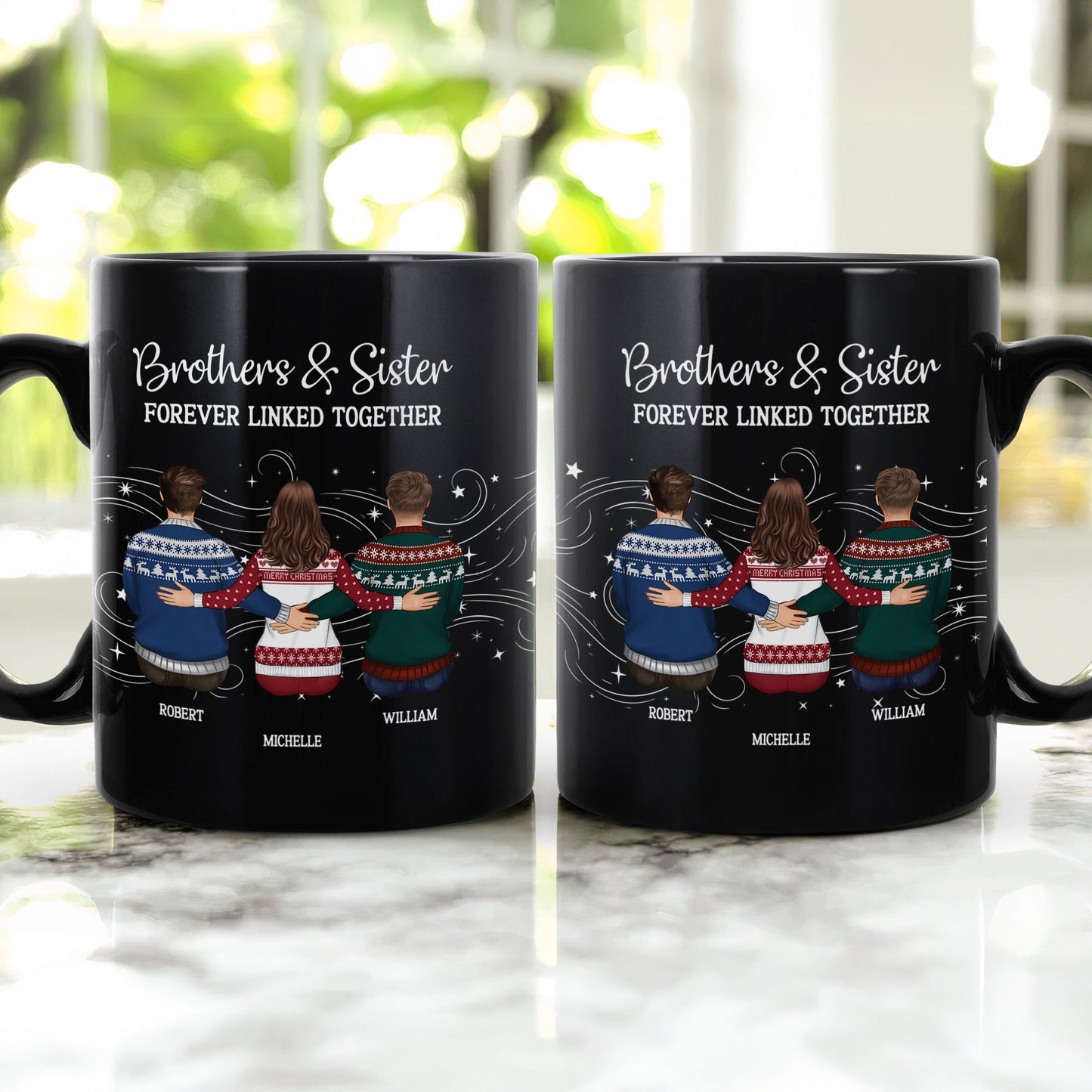 Brother Sister Forever Linked Together - Personalized Mug