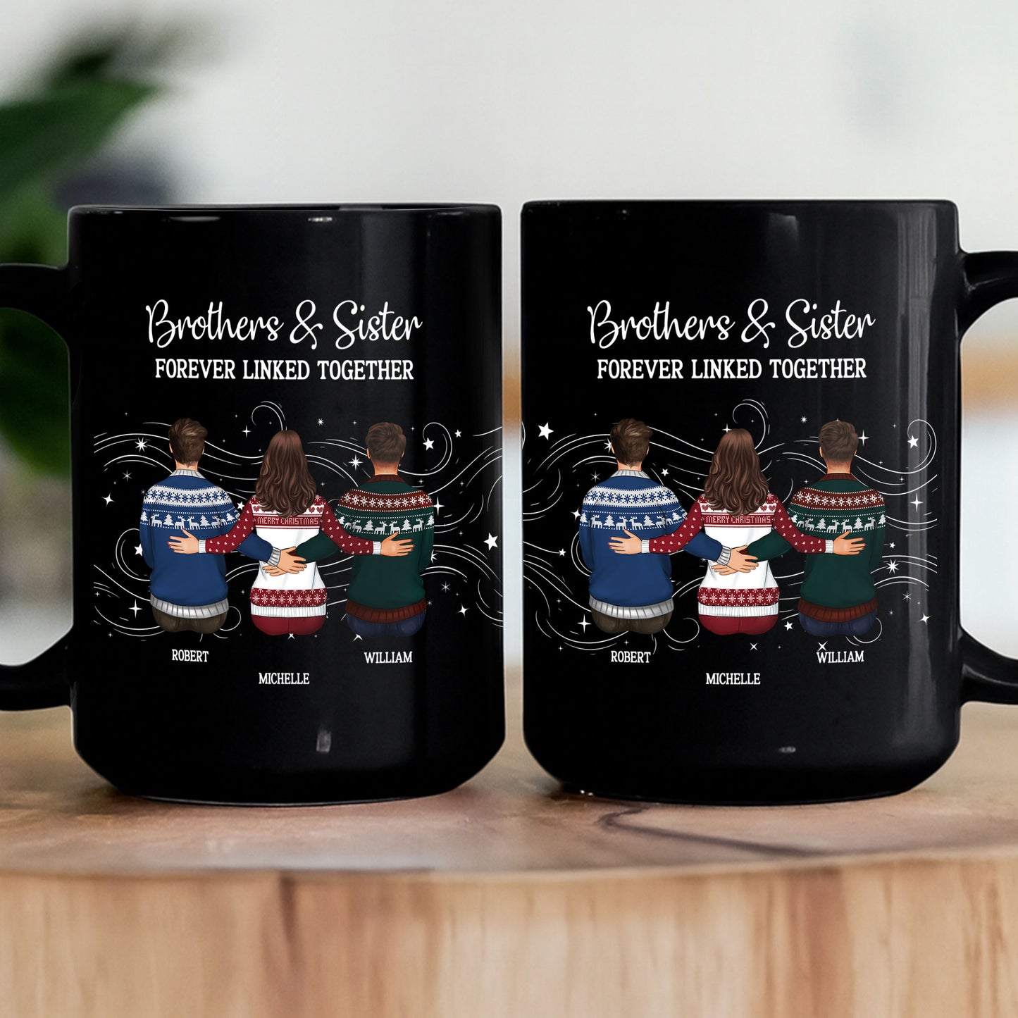 Brother Sister Forever Linked Together - Personalized Mug