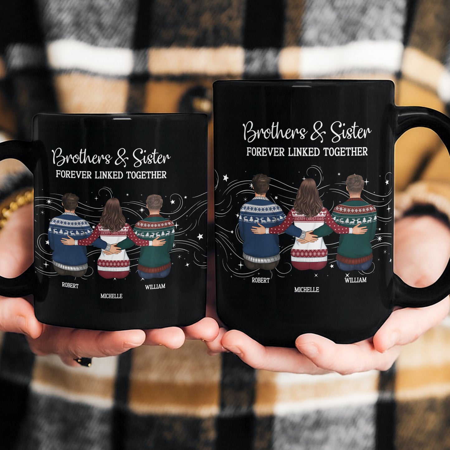 Brother Sister Forever Linked Together - Personalized Mug