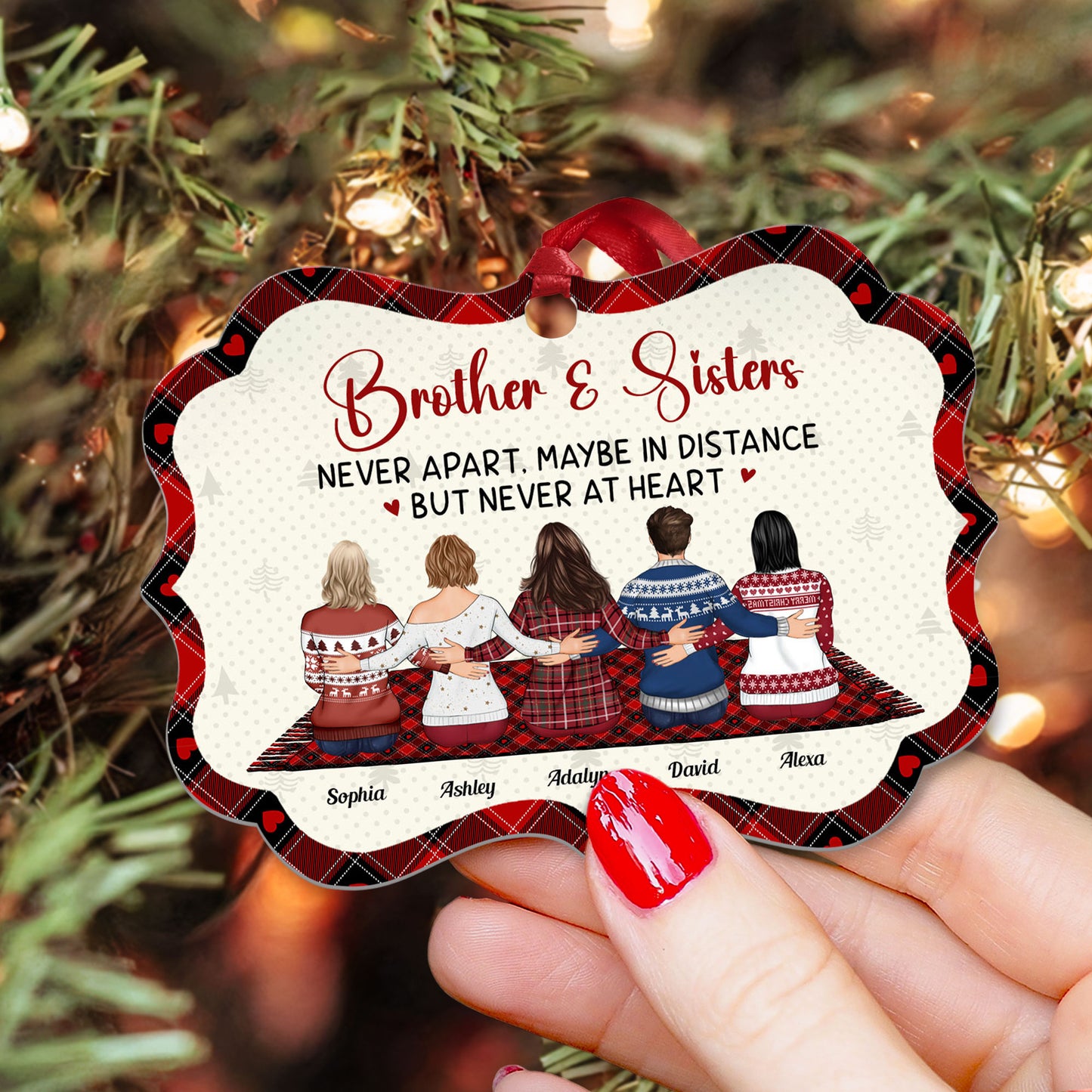 Brother & Sister Never Apart - Personalized Aluminum Ornament