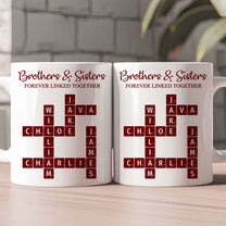 Brother & Sisters Forever Linked Together Scrabble New Version - Personalized Mug
