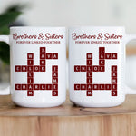 Brother & Sisters Forever Linked Together Scrabble New Version - Personalized Mug