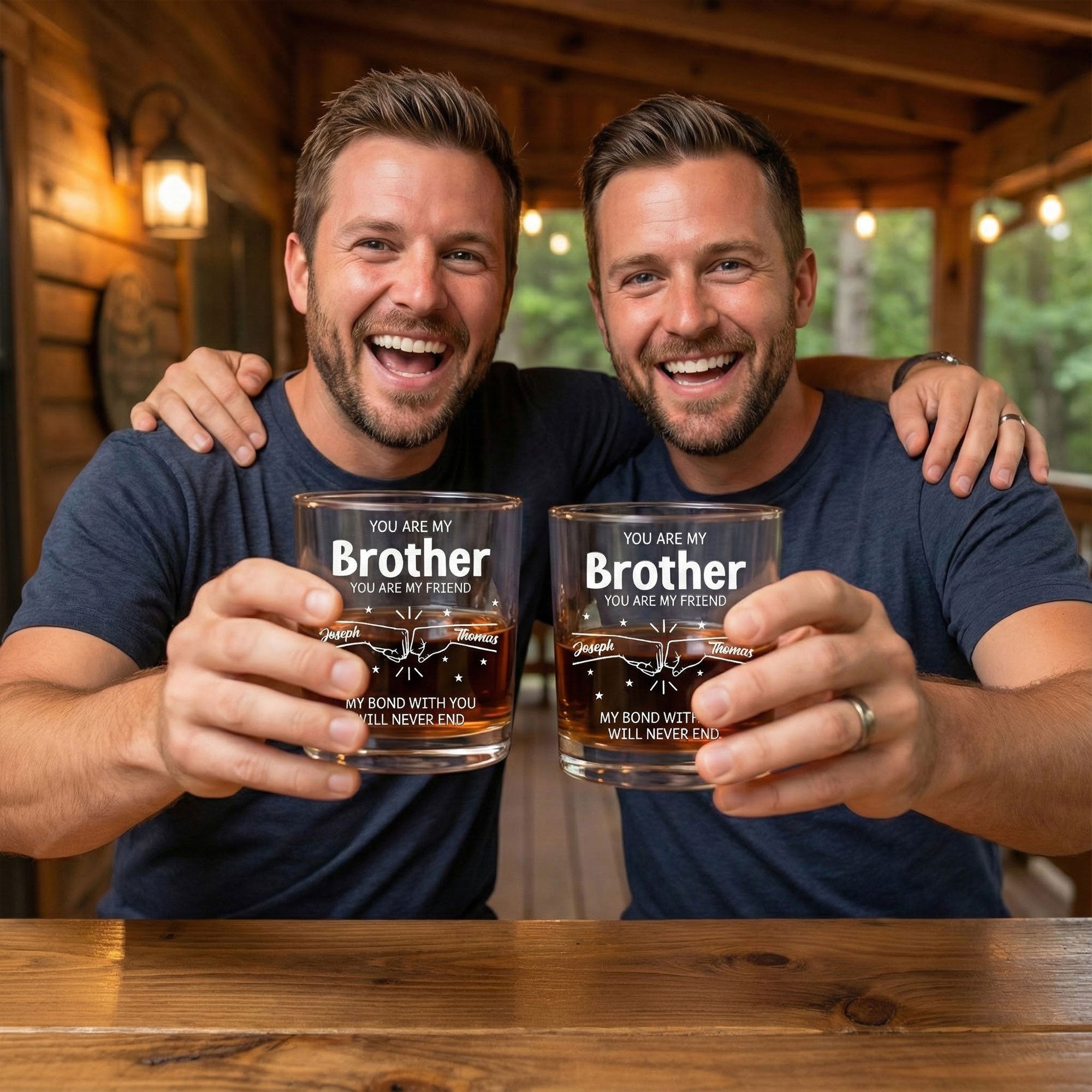 Brothers My Bond With You Will Never End - Personalized Whiskey Glass