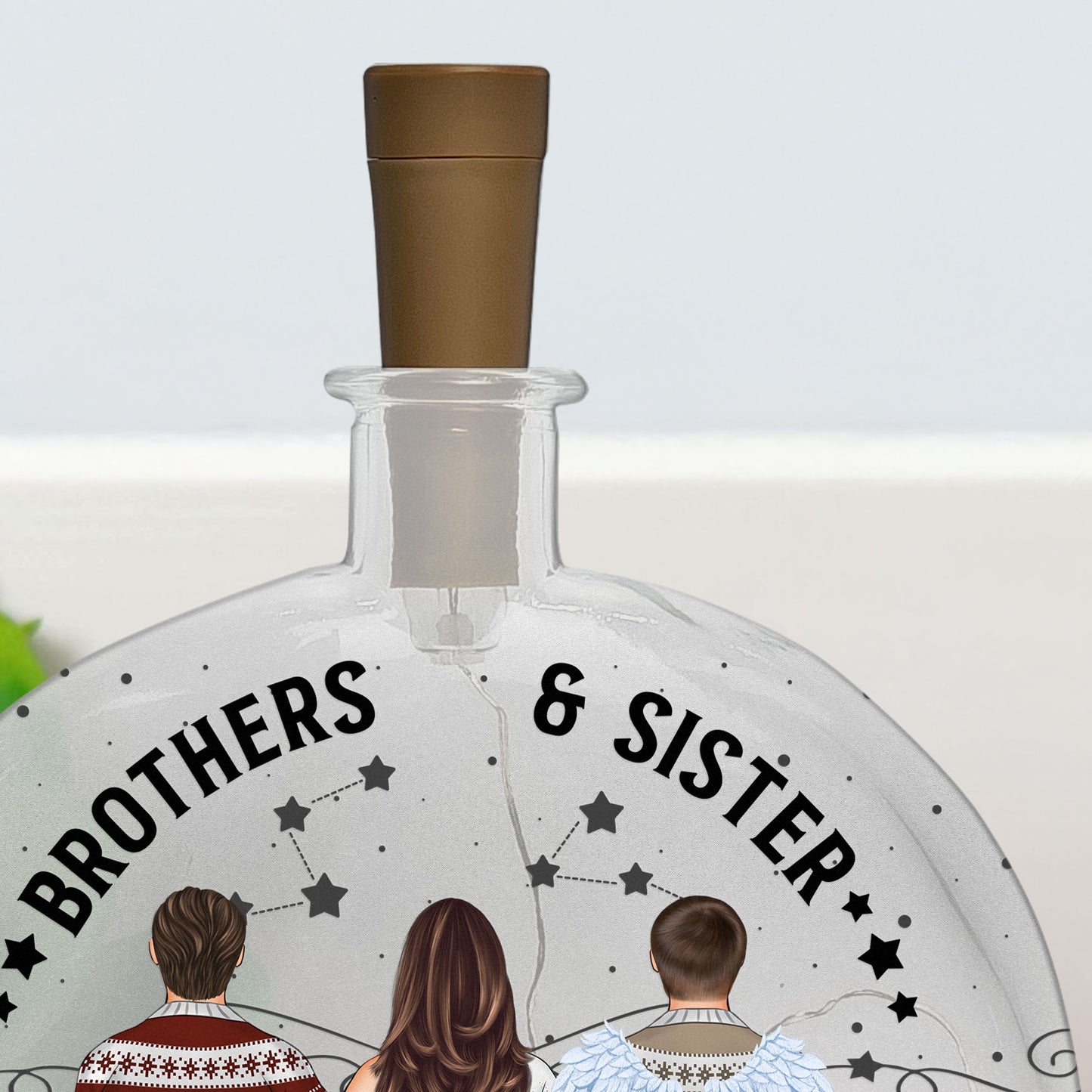 Brothers Sister Forever Linked Together - Personalized Round Flat Bottle Light