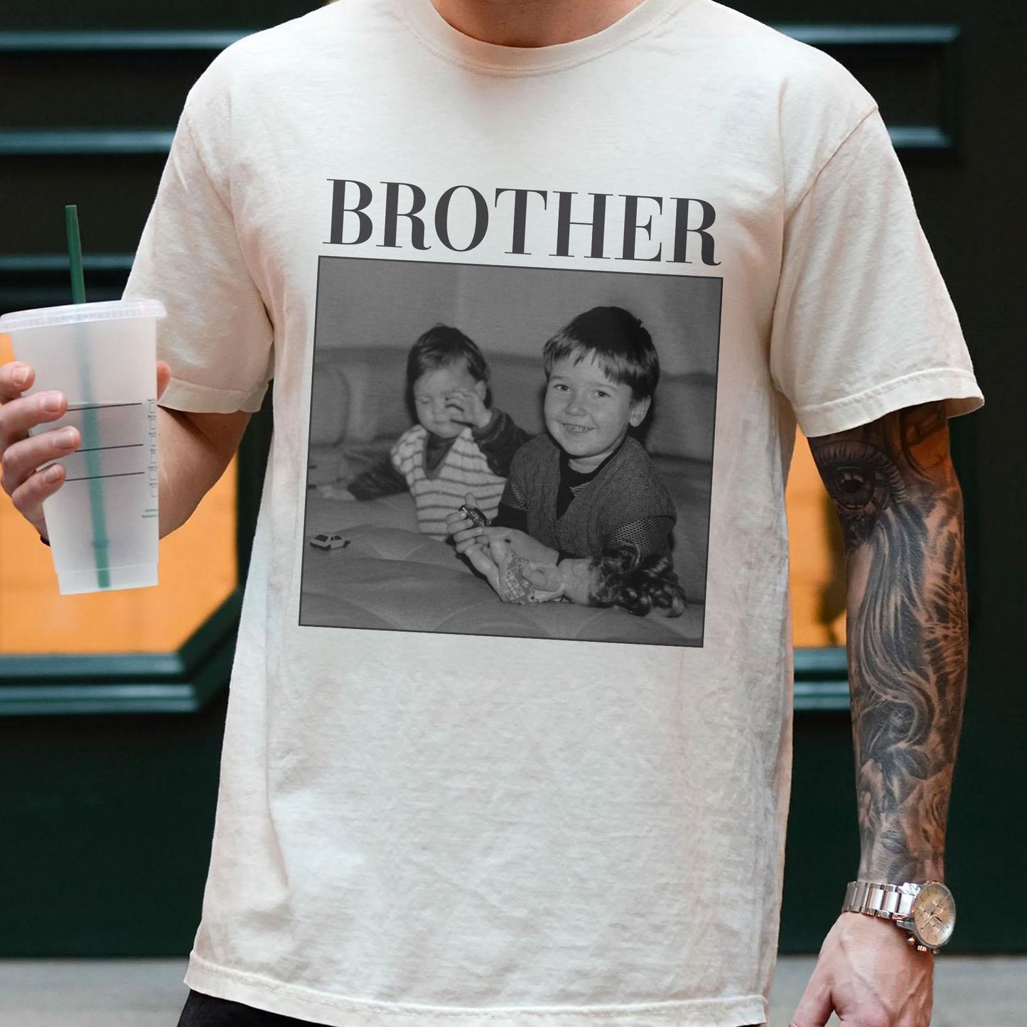 Brothers Vintage Version - Personalized Photo Comfort Tee
