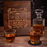 Brothers & Alcohol The Glue Holding Together - Personalized Whiskey Decanter Set