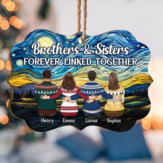 Brothers & Sisters Christmas Ornament - Personalized Wooden Ornament