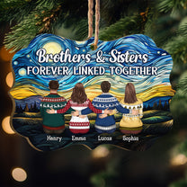 Brothers & Sisters Christmas Ornament - Personalized Wooden Ornament