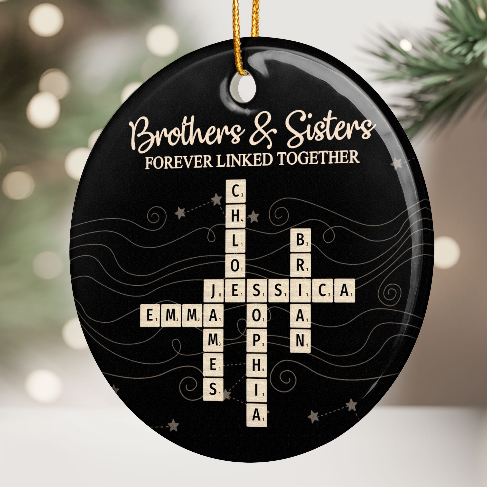 Brothers & Sisters Forever Linked Together New Version - Personalized Ceramic Ornament