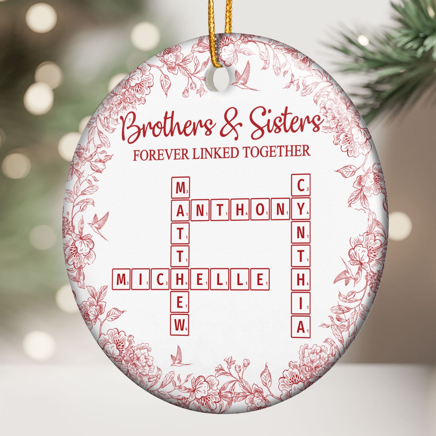 Brothers & Sisters Forever Linked Together - Personalized Ceramic Ornament