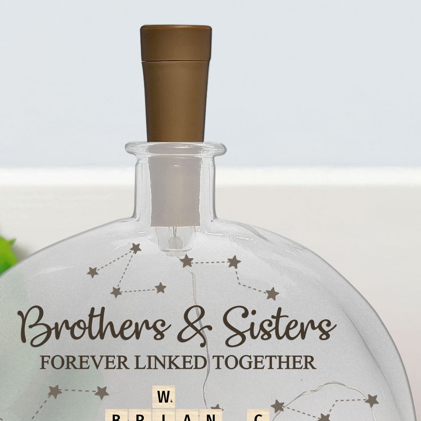 Brothers & Sisters Forever Linked Together - Personalized Round Flat Bottle Light