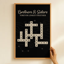 Brothers & Sisters Forever Linked Together Scrabble Custom Name - Personalized Poster