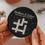 Brothers & Sisters Forever Linked Together Scrabble - Personalized Ceramic Coaster