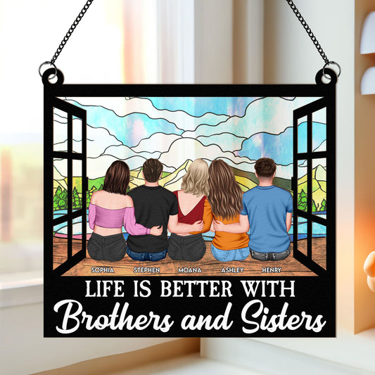 Brothers & Sisters - Personalized Window Hanging Suncatcher Ornament