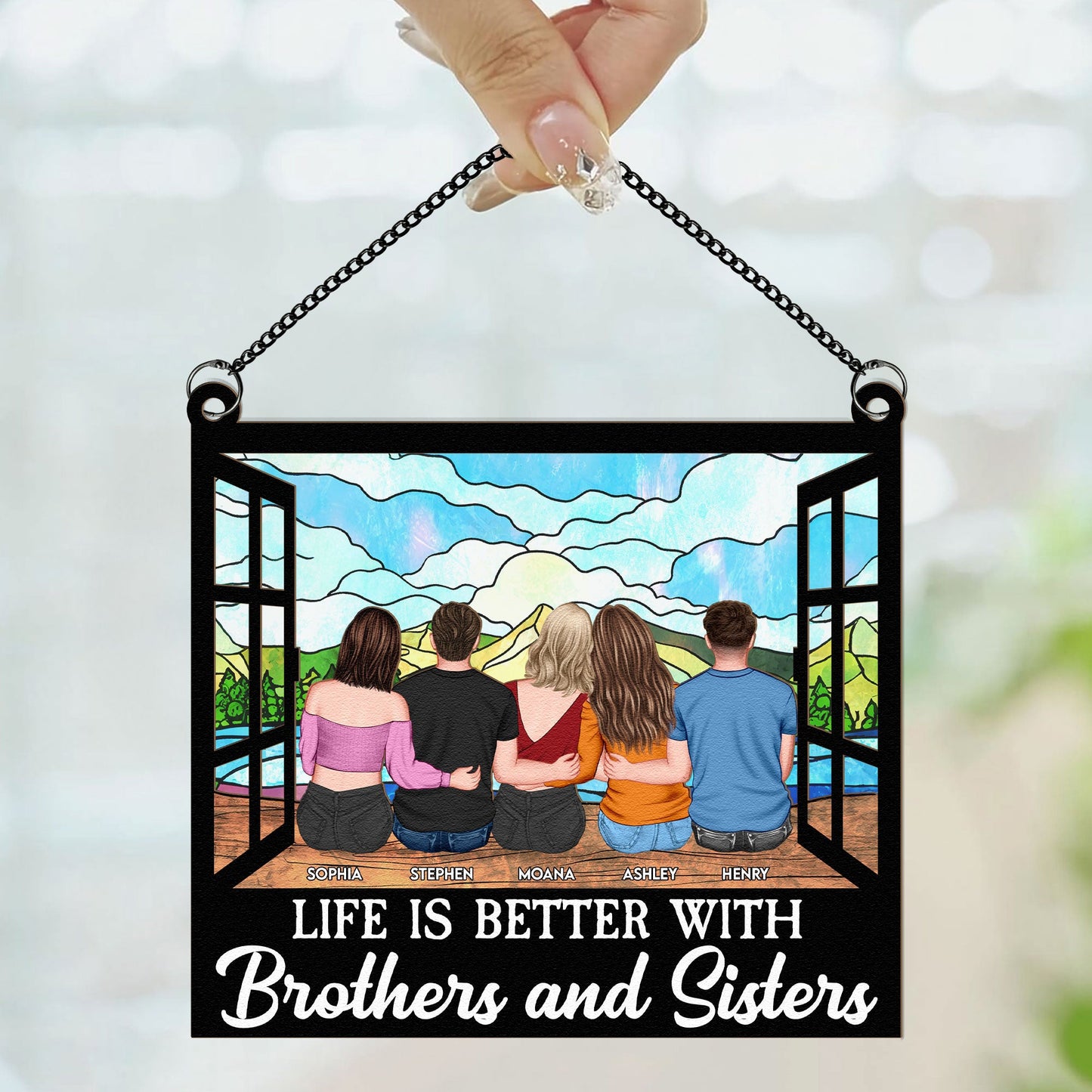 Brothers & Sisters - Personalized Window Hanging Suncatcher Ornament