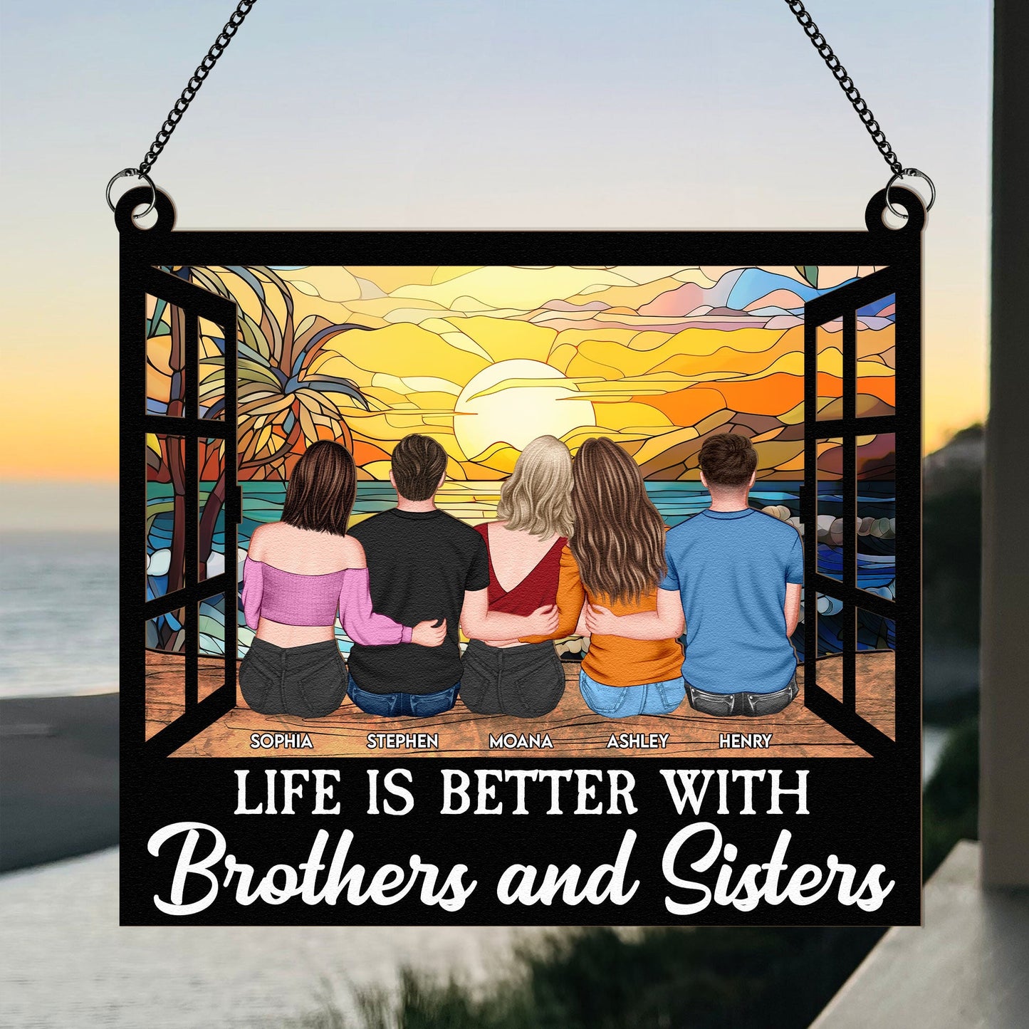 Brothers & Sisters - Personalized Window Hanging Suncatcher Ornament