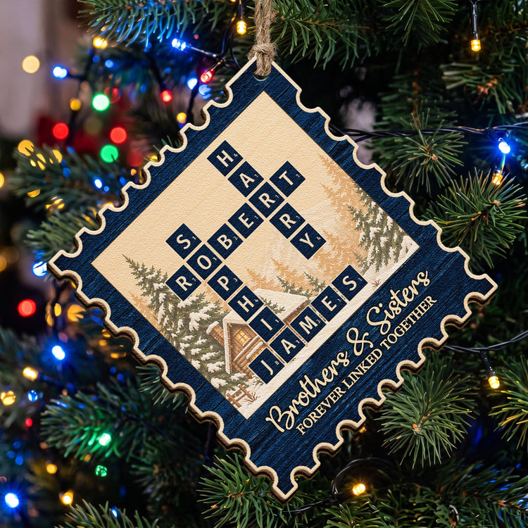 Brothers-&-Sisters-Forever-Linked-Postage-Stamp-Personalized-Ornament-3