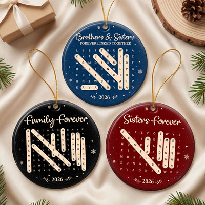 Brothers & Sisters Forever Linked Together Custom Word Search - Personalized Ornament