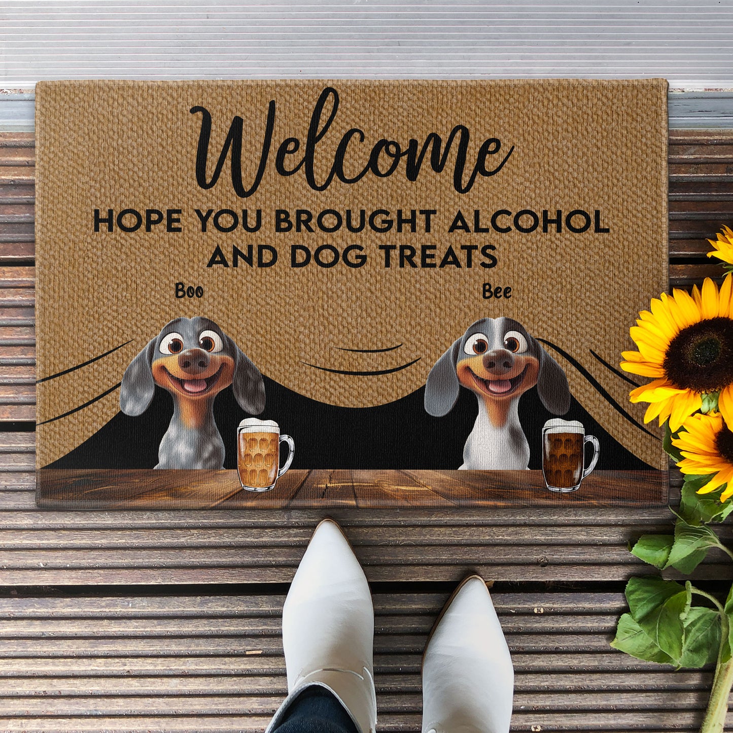 Brought Alcohol And Dog Treats - Personalized Doormat