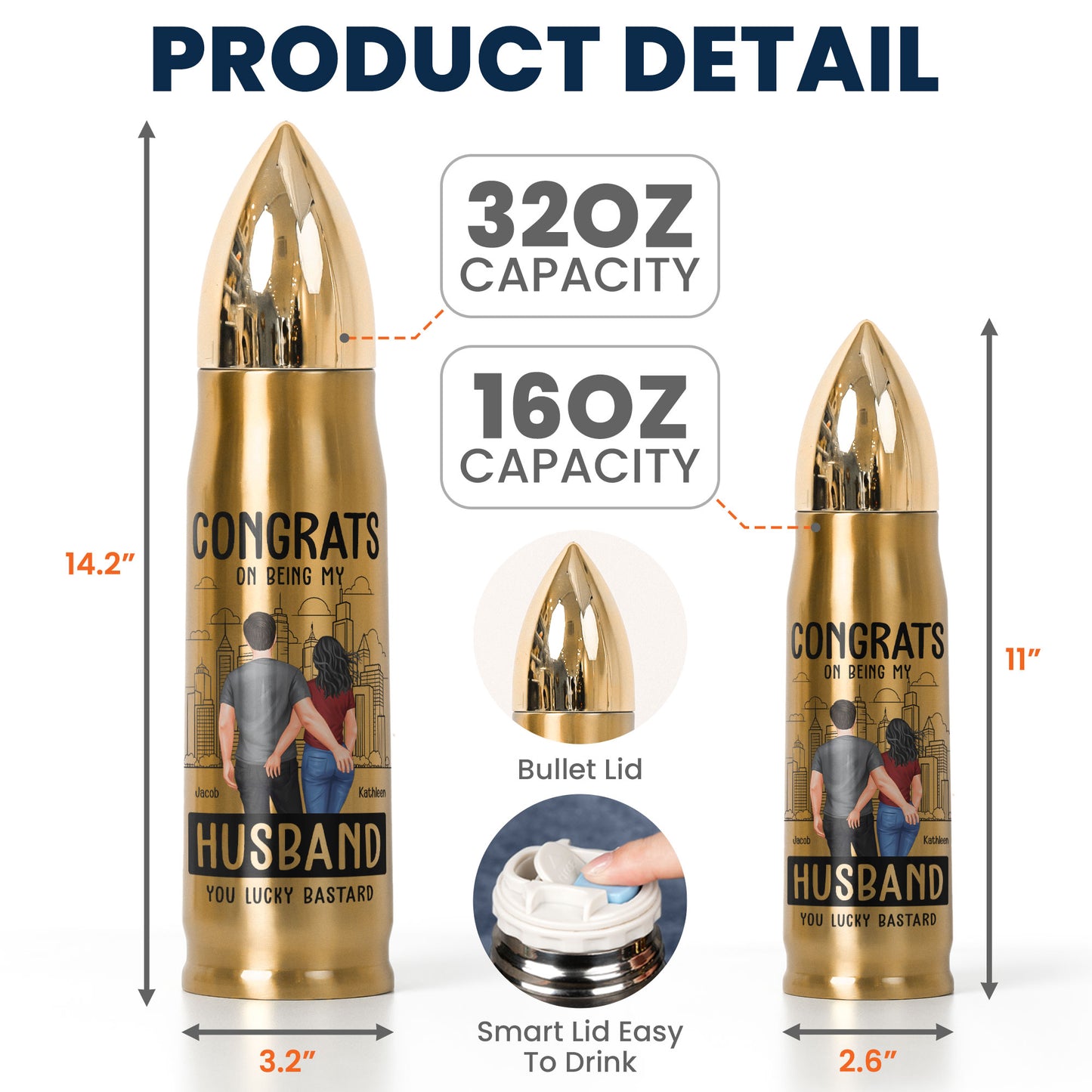 Bullet Tumbler Congrats On Being My Husband - Personalized Bullet Tumbler