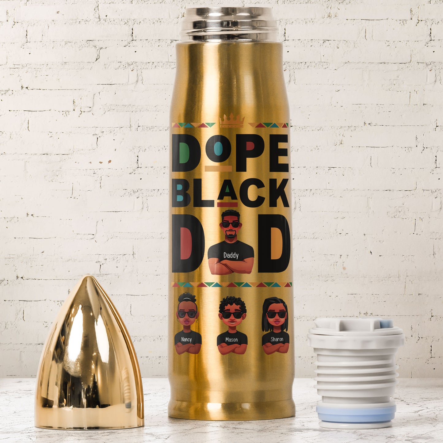 Bullet Tumbler Dope Black Dad - Personalized Bullet Tumbler